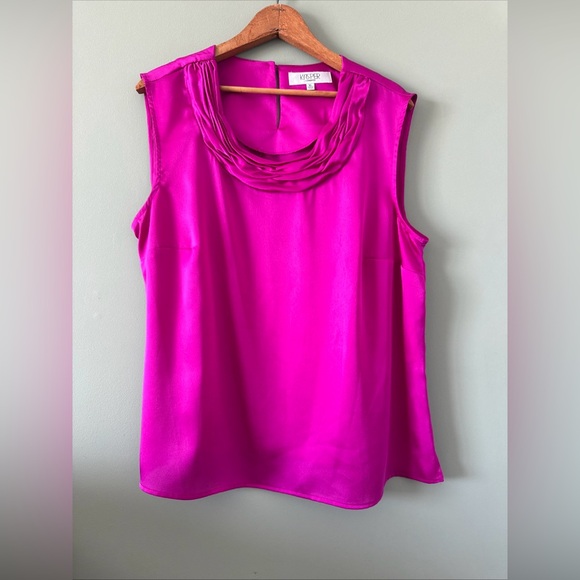 Kasper Seperates Fuschia Pink Sleeveless Top Shirt Round Neck Career Layer XL - Picture 1 of 8